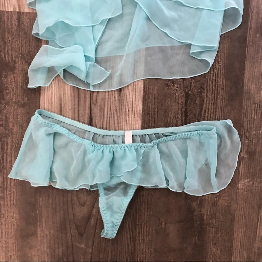 Victorias Secret Blue Lingerie Babydoll and Thong set 36B/M